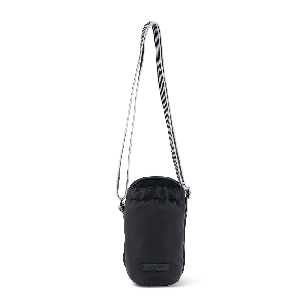 Black AT Hype Water Phone Bottle bag with a striped strap on a white background