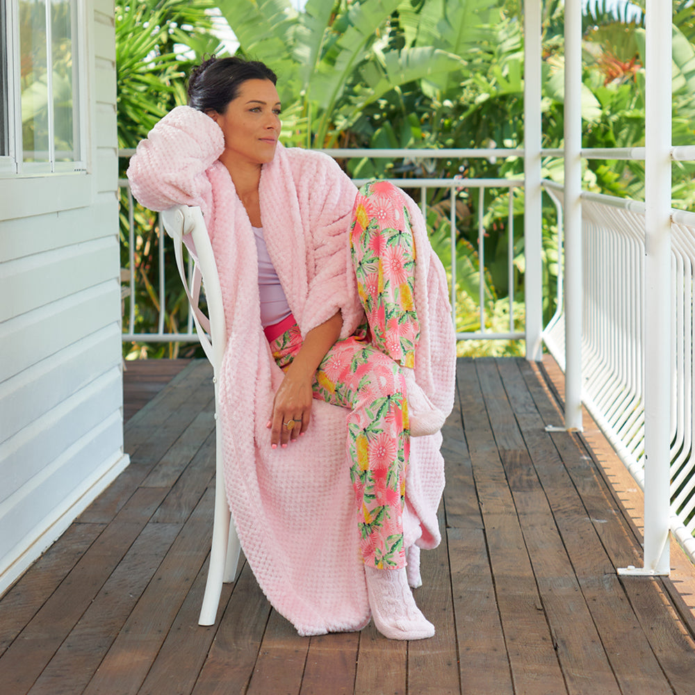 Cosy Luxe Waffle Robe - Pink Quartz