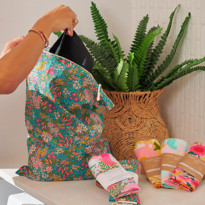 Laundry Bag - Linen - Hibiscus