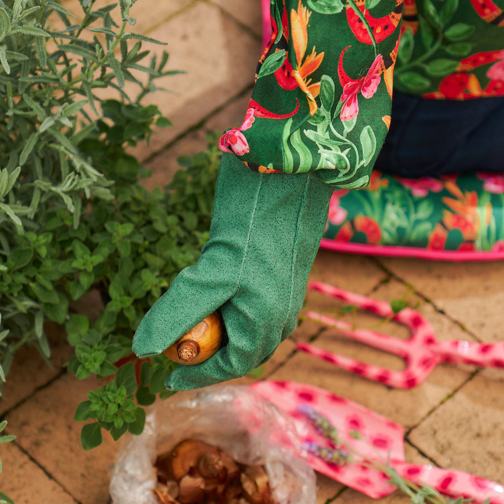 Long Sleeve Garden Gloves - Linen - Jungle Snake