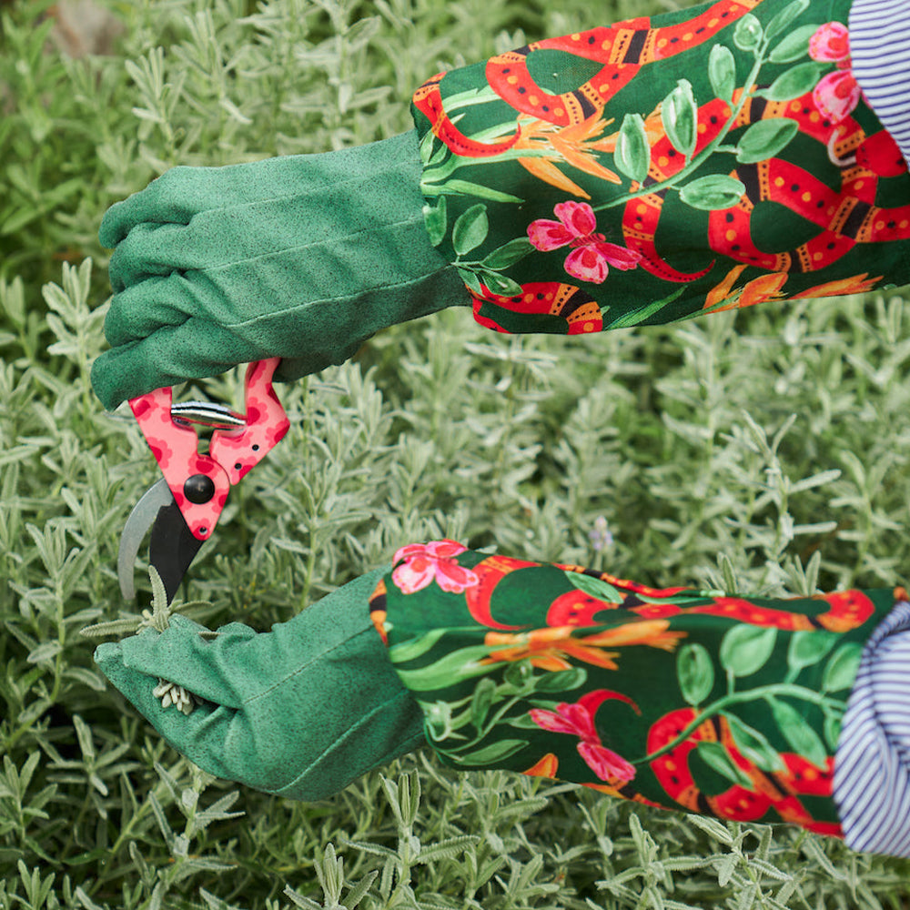 Long Sleeve Garden Gloves - Linen - Jungle Snake