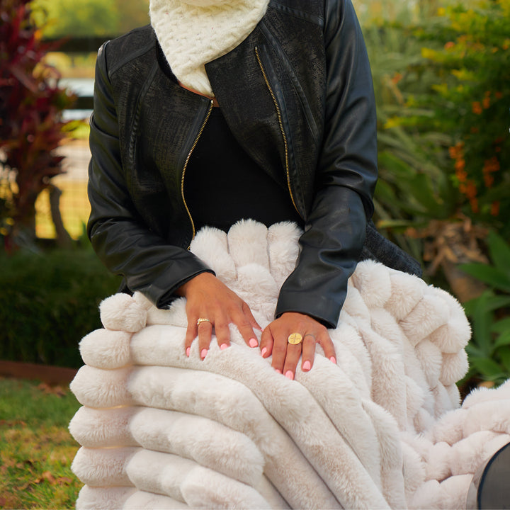 Annabel Trends Ribbed Faux Fur Throw