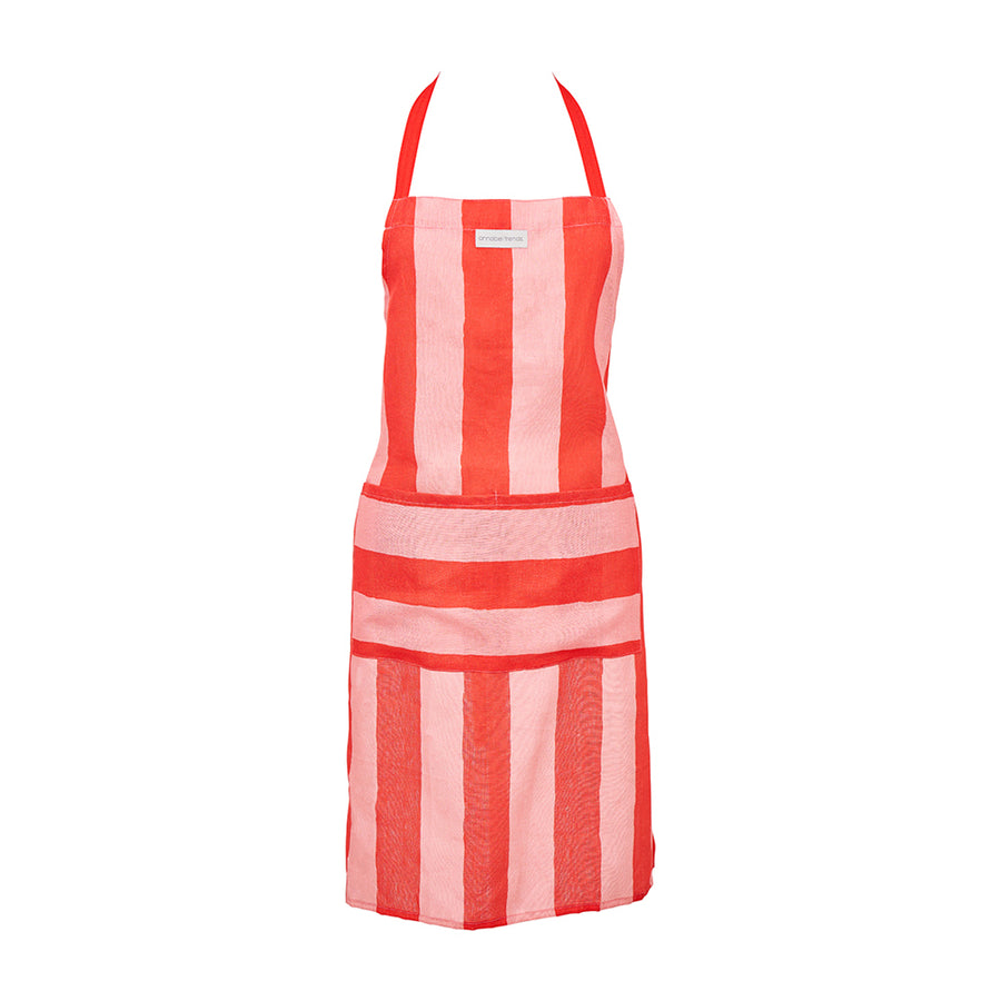 Annabel Trends Red Stripe linen apron