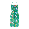 Green apron with floral pattern on a white background