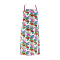 Colorful apron with floral and bird pattern on a white background