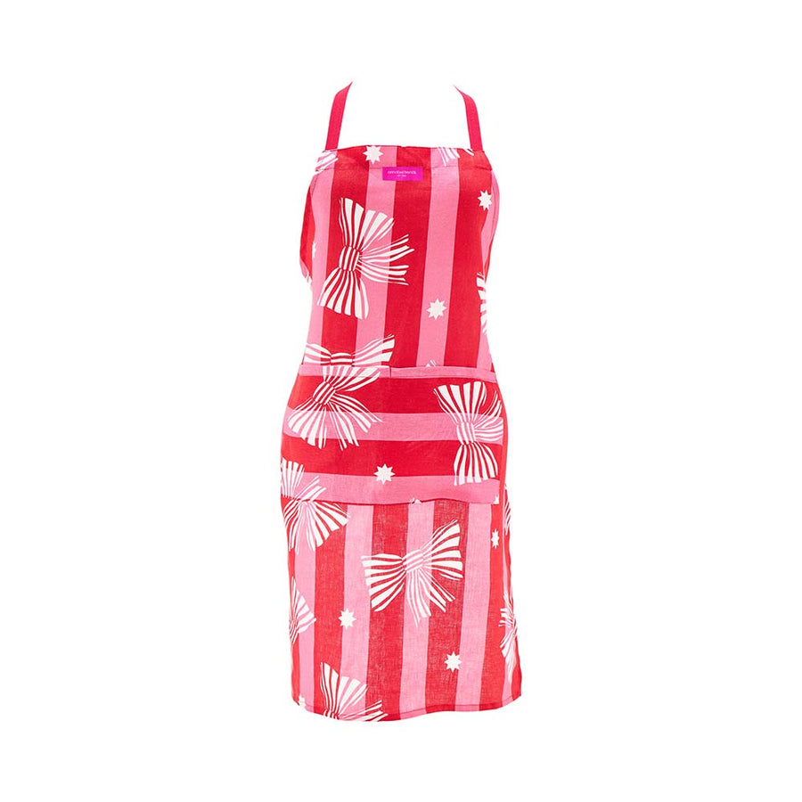 Red apron with white Bow pattern on a white background