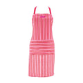 Pink and white striped apron on a white background