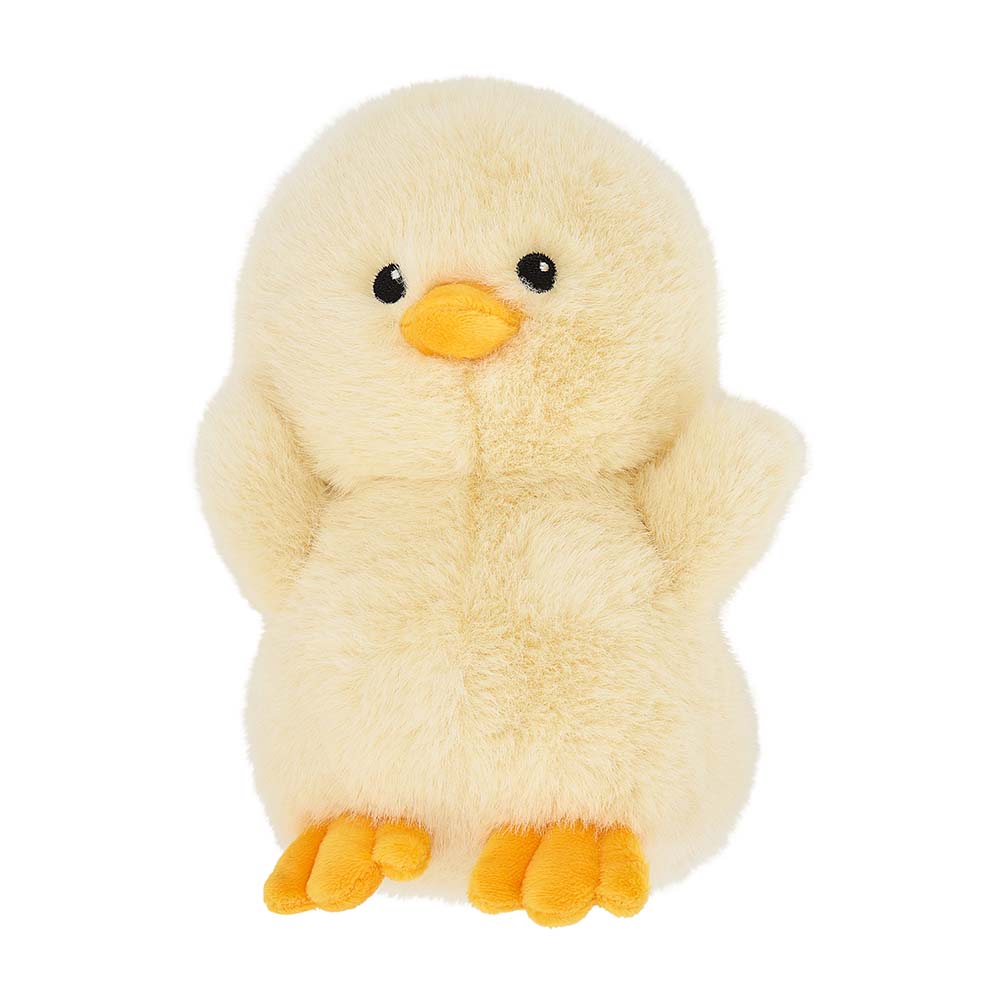 Plush toy chick on a white background