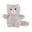 Plush toy cat with a white face and orange nose on a white background