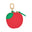 Red apple-shaped keychain pouch with a green leaf on a white background