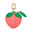 Pink apple-shaped keychain with green leaves on a white background