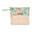 Pouch with tropical floral design on top and textured beige bottom on a white background