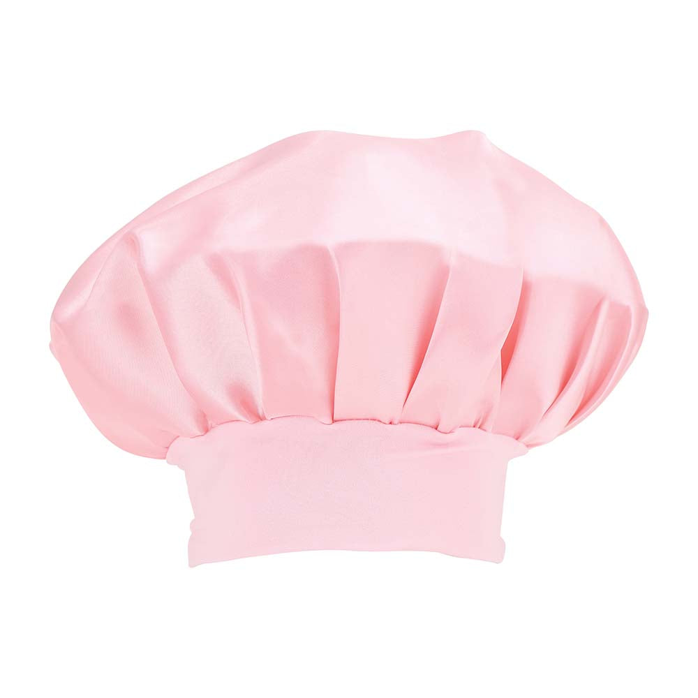 Pink Satin Sleep Bonnet side view on white background