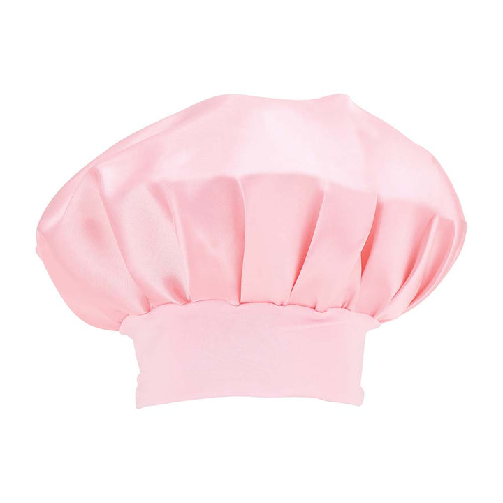 Pink Satin Sleep Bonnet side view on white background
