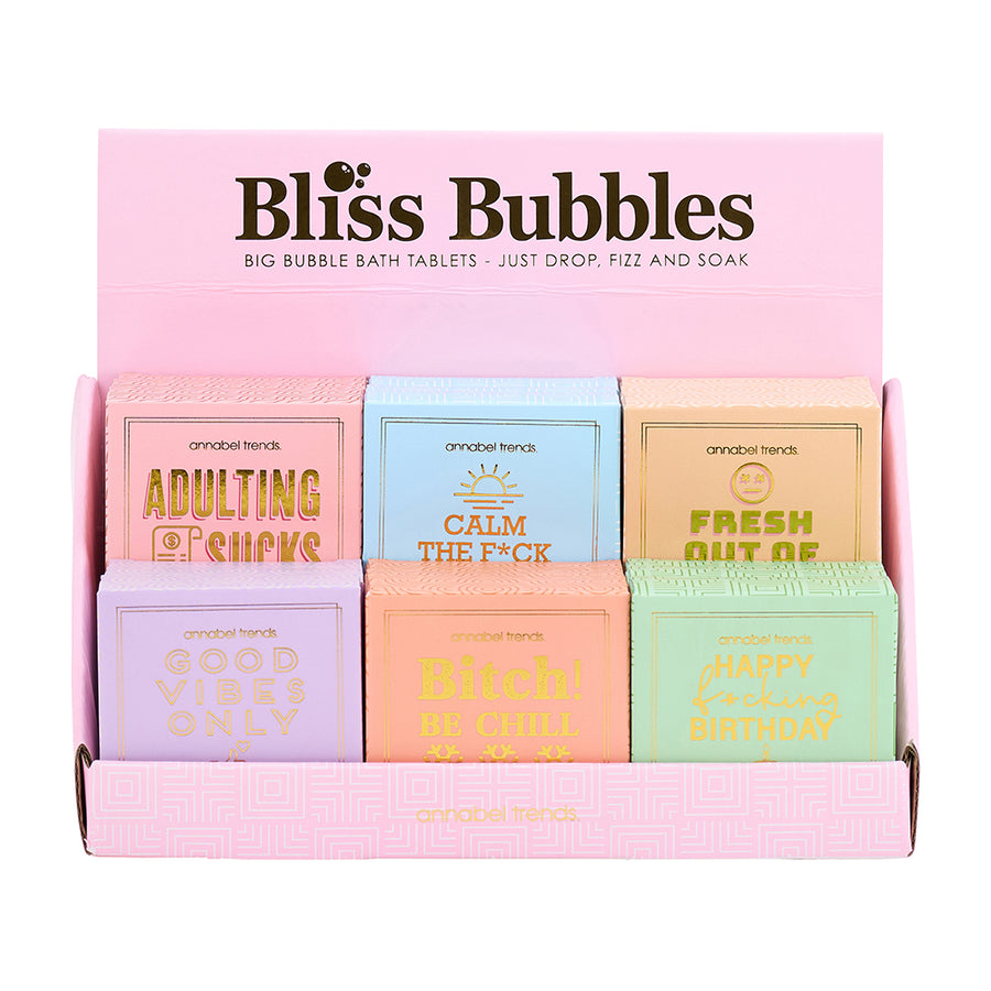 Annabel Trends Counter Pack of Bliss Bubble bath tablets- just drop, fizz and soak