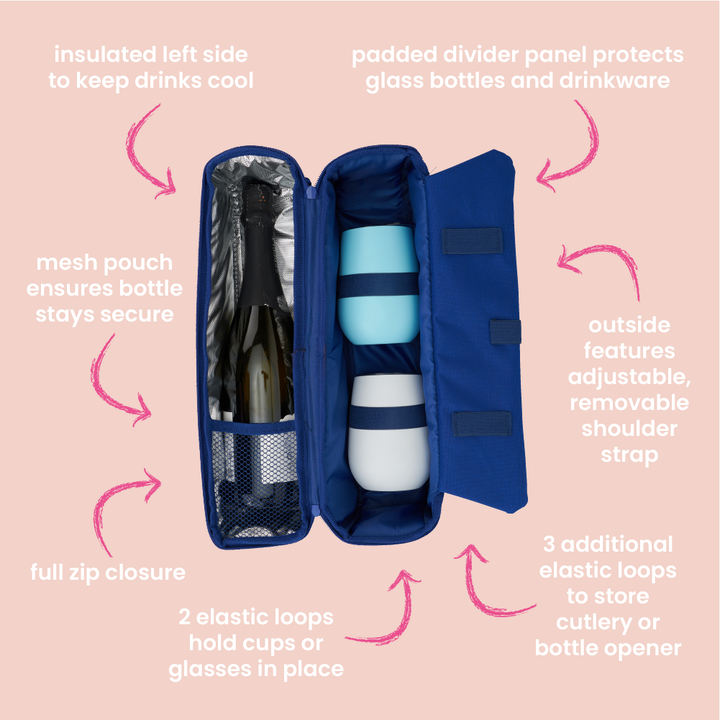 Picnic Bottle Bag - Blue Coral
