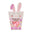 Bunny-shaped packaging of bath confetti with pink interior on a white background