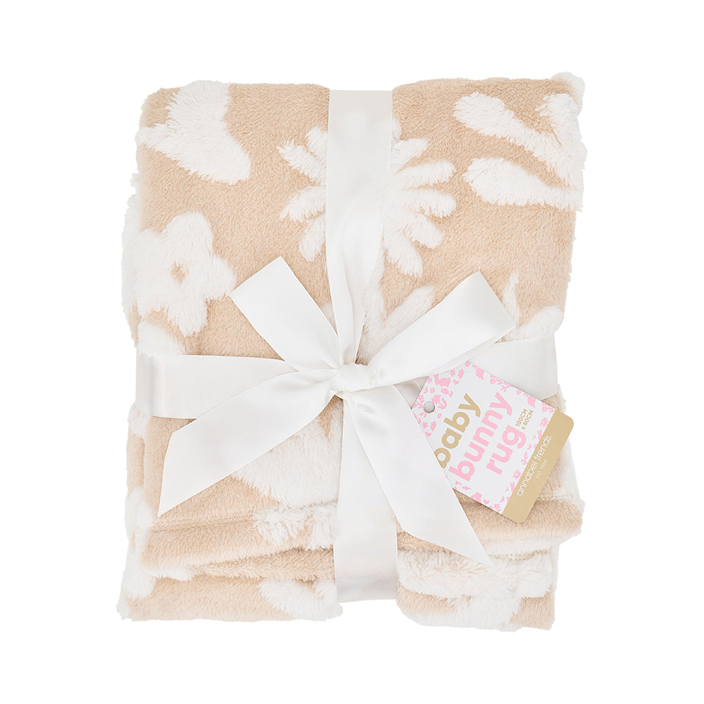 sand coloured kids bunny rug folded