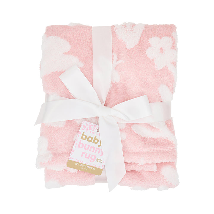 pink kids bunny rug folded in bow