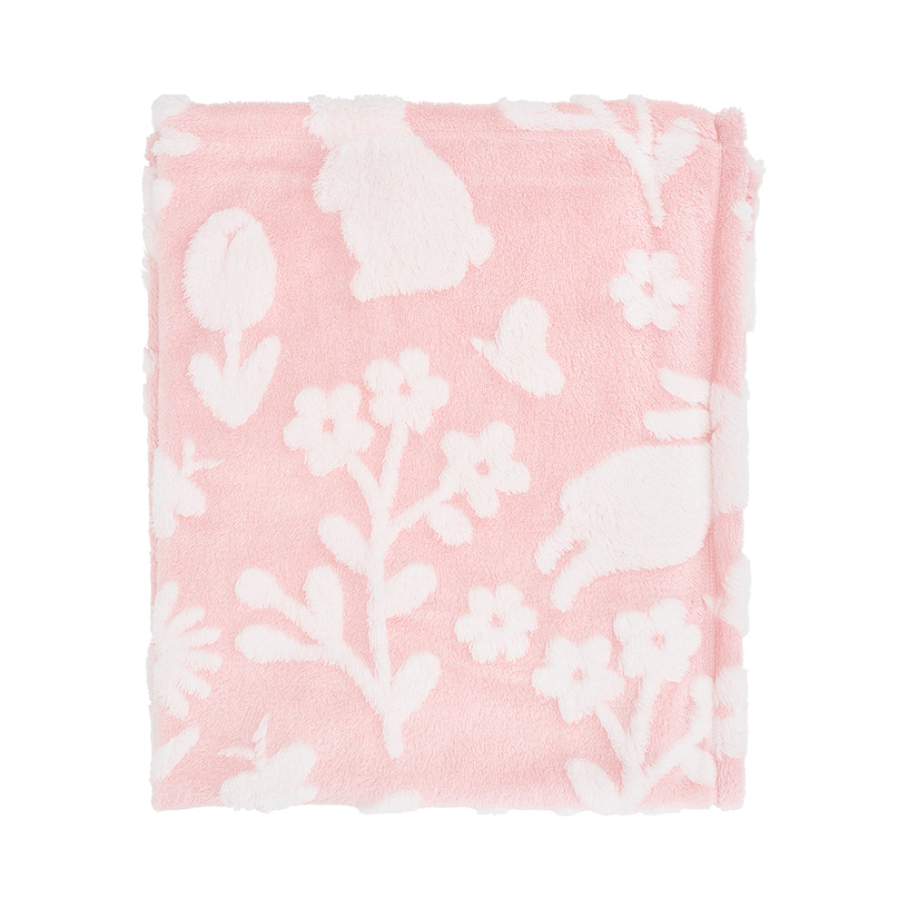 pink kids bunny rug folded