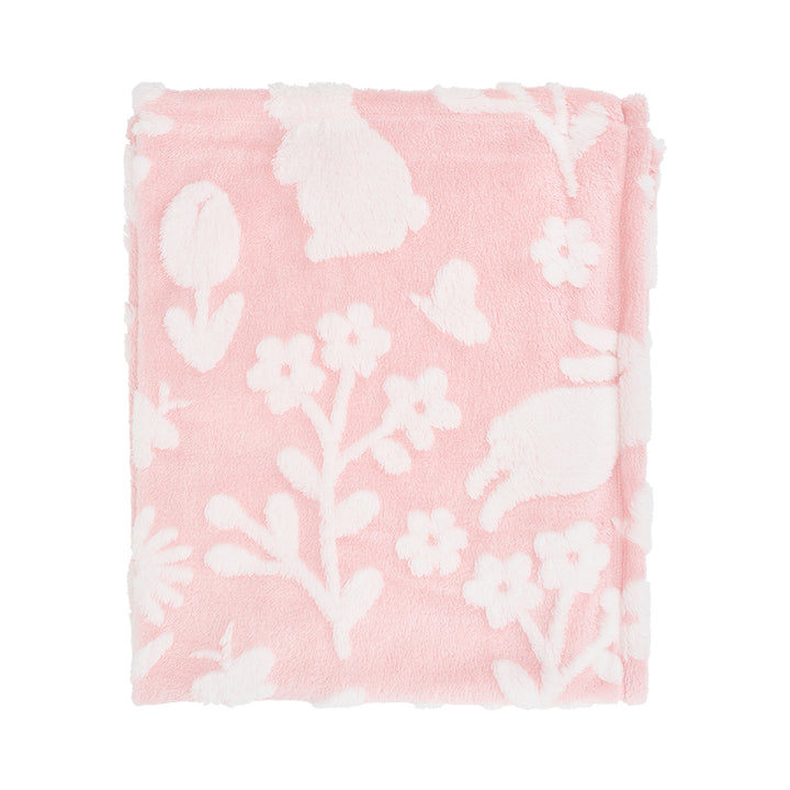 pink kids bunny rug folded