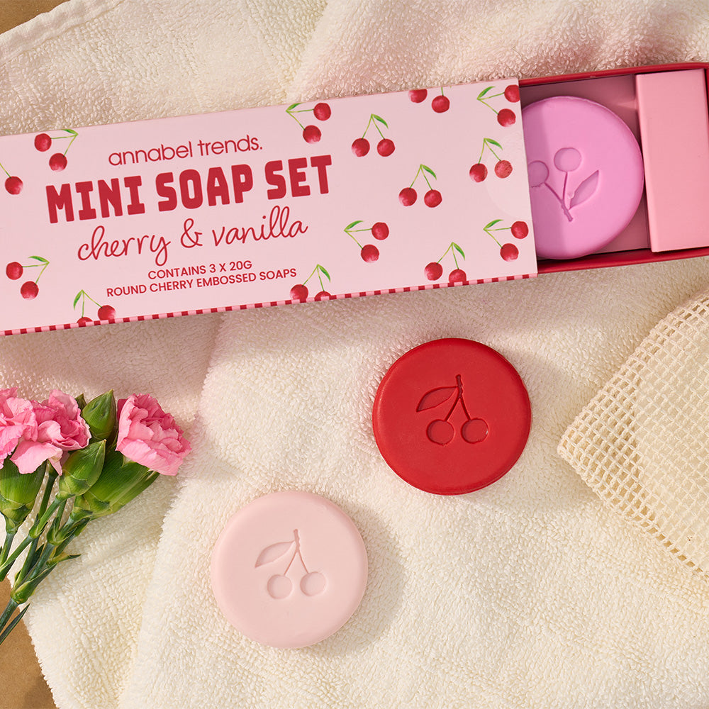 cherry and vanilla mini soap set