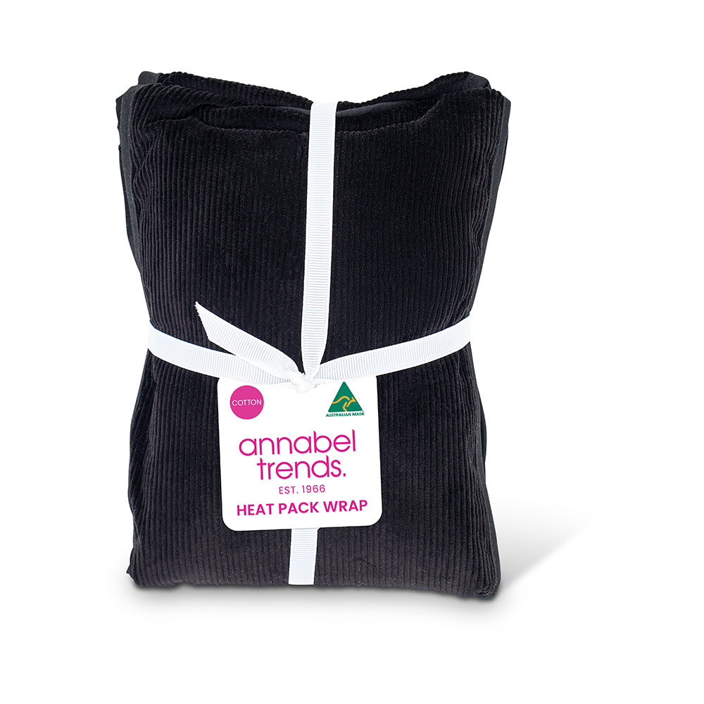 Packaged heat pack wrap with 'annabel trends' label on a white background