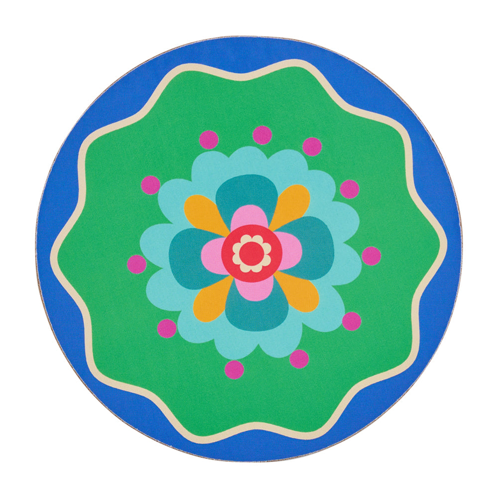 Annabel Trends Cork backed Coasters in Fiesta - box of 6 coasters