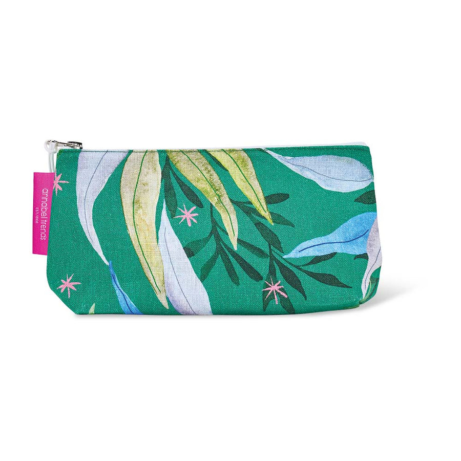 Green cos bag with floral pattern on a white background