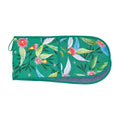 Green cos bag with floral pattern on a white background