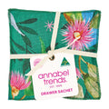 Floral drawer sachet with 'annabel trends' tag on a white background