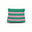 Green and pink striped pouch on a white background