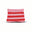 Pink and red striped pouch on a white background