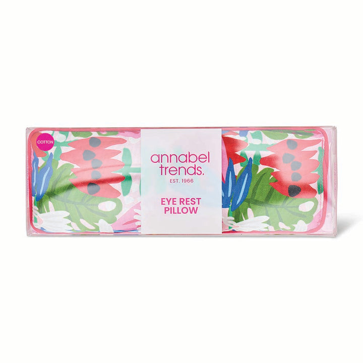 Floral-patterned eye rest pillow packaging with 'annabel Trends' branding on a white background.