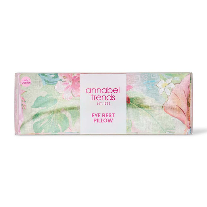 Packaging of an annabel trends eye rest pillow on a white background
