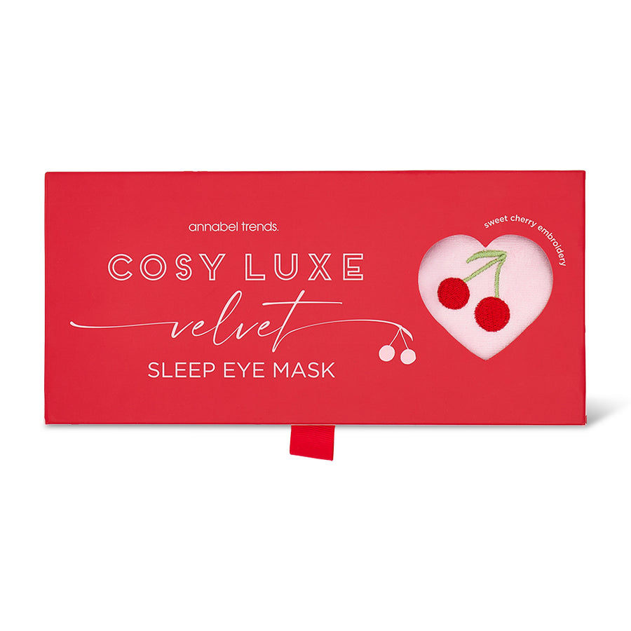 Cosy luxe sleep eye mask with red packaging