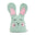 Green felt egg warmer with pink ears and cheeks on a white background