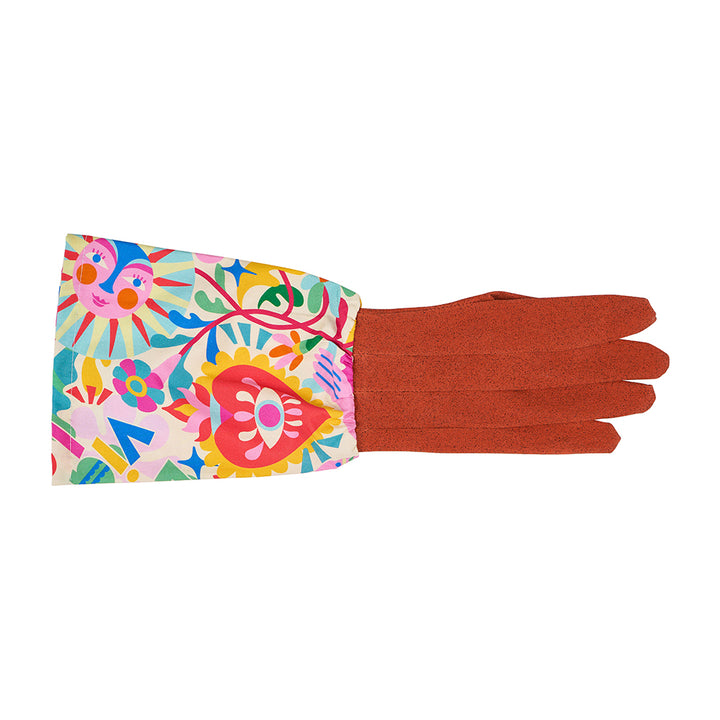 Annabel Trends Cotton Long Sleeve Garden gloves in Fiesta design by Rachel Lee