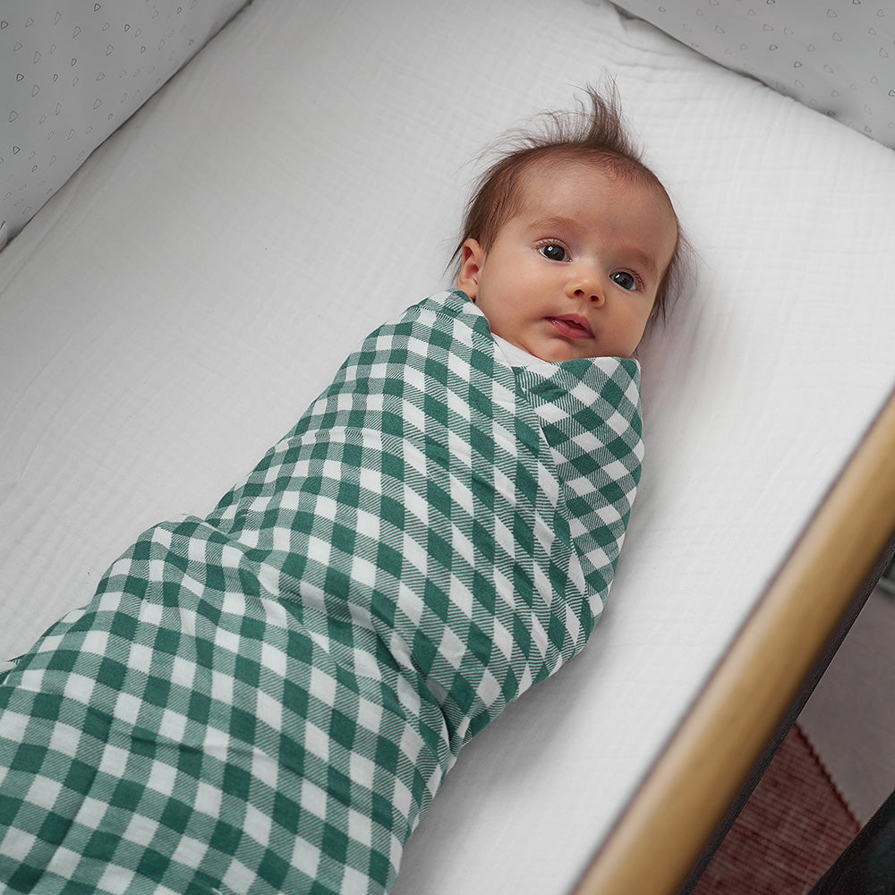 gingham olive swaddle