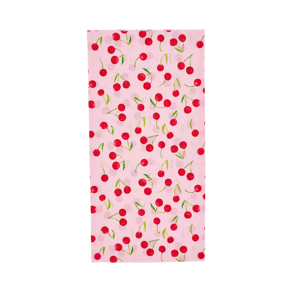 happywrap with cherry pattern on a pink background