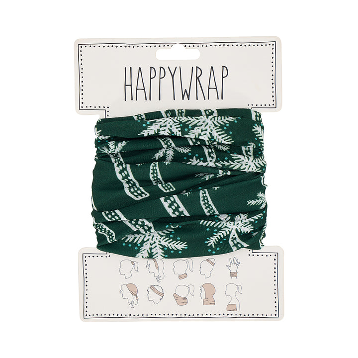 green happywrap with white palm trees, featuring 'Happywrap' branding.