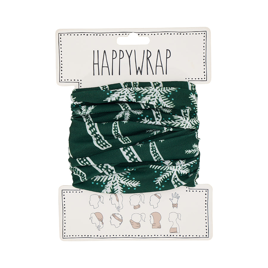 green happywrap with white palm trees, featuring 'Happywrap' branding.