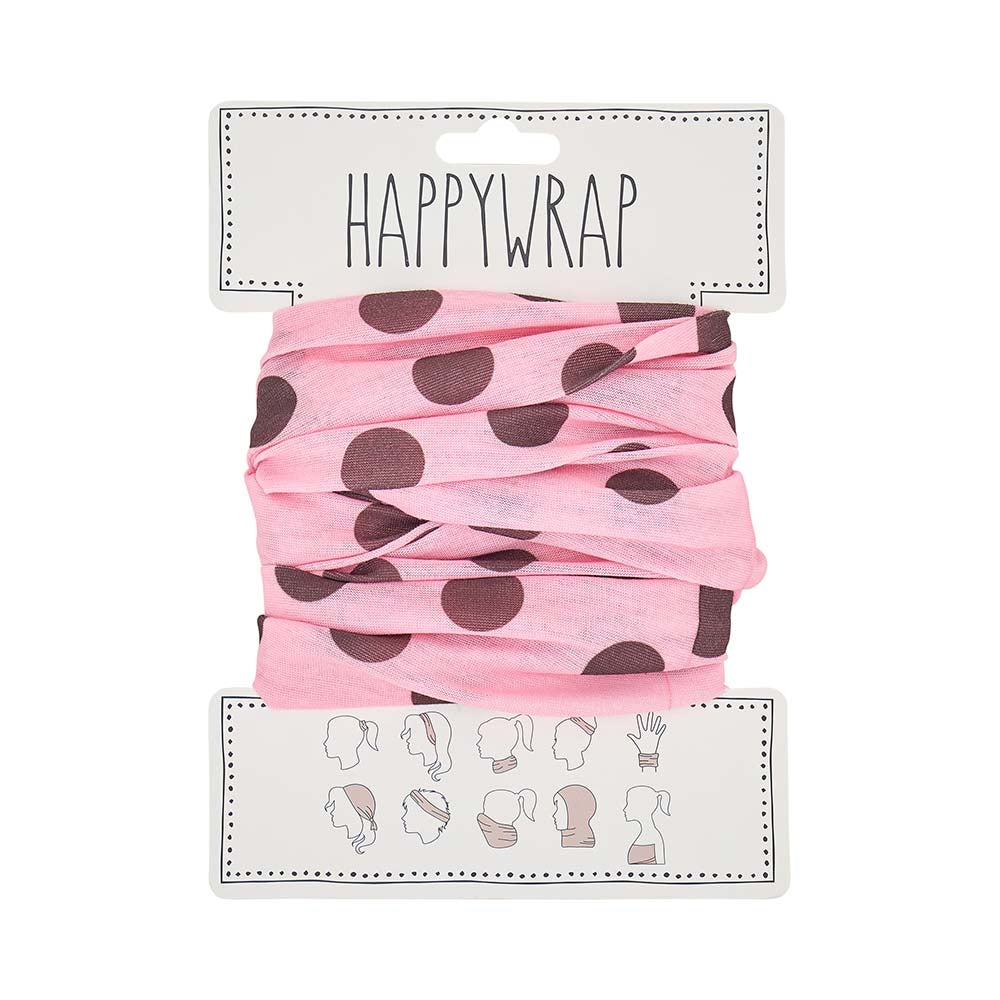 Pink headband with brown polka dots on a white background
