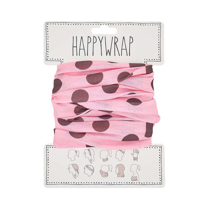 Pink headband with brown polka dots on a white background