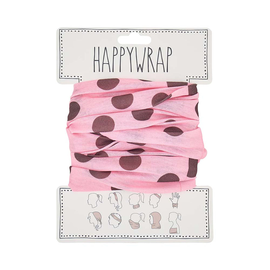 Pink headband with brown polka dots on a white background