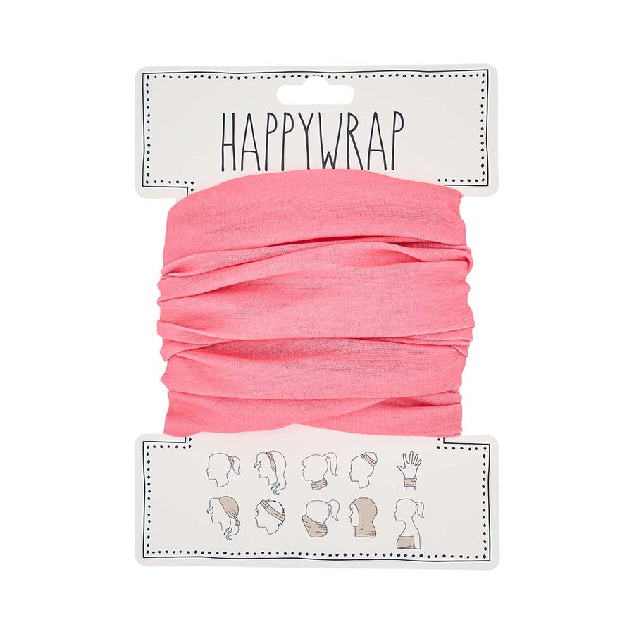 Pink headband on a white background with 'Happywrap' branding.