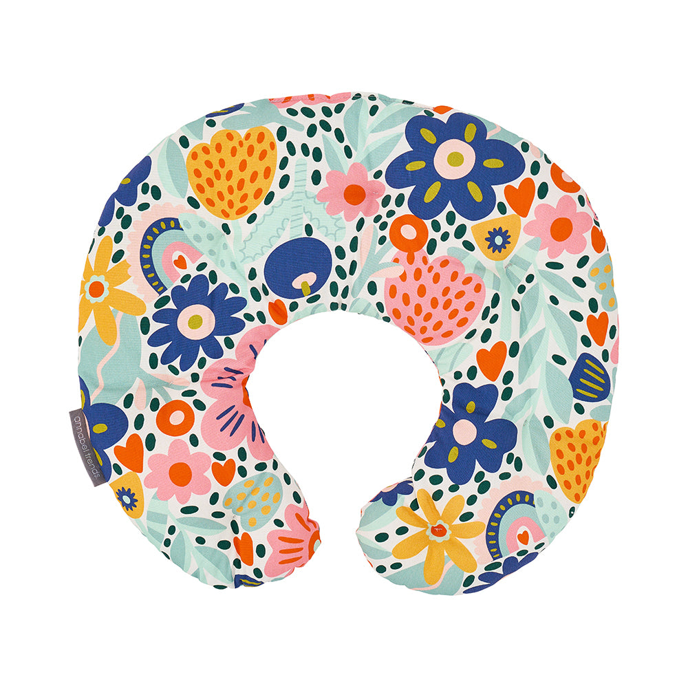 neck heat pillow with colourful garden love design