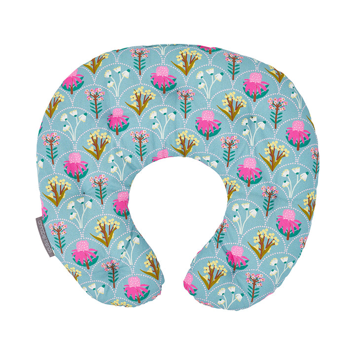 Floral patterned neck pillow on a white background