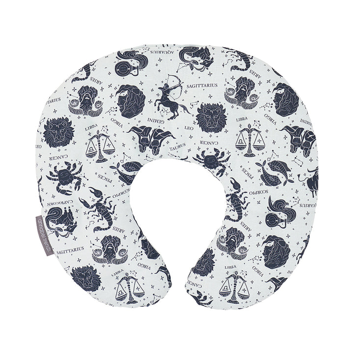 neck heat pillow with black and white zodiac print