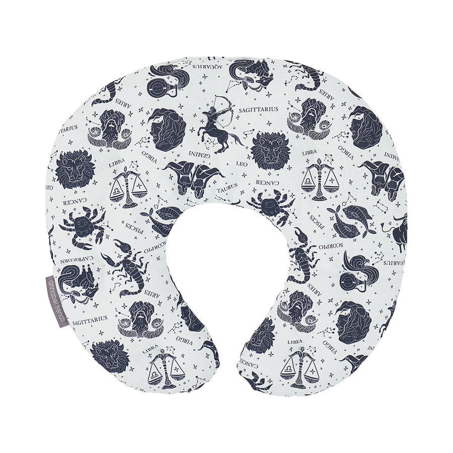 neck heat pillow with black and white zodiac print